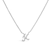 10K White Gold Diamond Accent "A" Initial Script Style Pendant Necklace