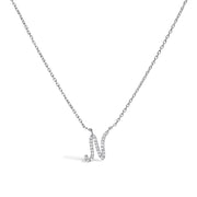 10K White Gold Diamond Accent "A" Initial Script Style Pendant Necklace