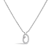 10K White Gold Diamond Accent "A" Initial Script Style Pendant Necklace