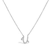 10K White Gold Diamond Accent "A" Initial Script Style Pendant Necklace