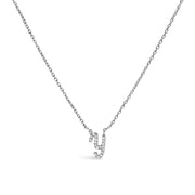 10K White Gold Diamond Accent "A" Initial Script Style Pendant Necklace