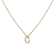10K White Gold Diamond Accent "A" Initial Script Style Pendant Necklace