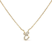 10K White Gold Diamond Accent "A" Initial Script Style Pendant Necklace