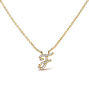10K White Gold Diamond Accent "A" Initial Script Style Pendant Necklace