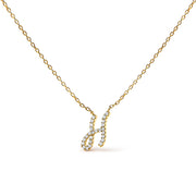 10K White Gold Diamond Accent "A" Initial Script Style Pendant Necklace