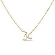 10K White Gold Diamond Accent "A" Initial Script Style Pendant Necklace