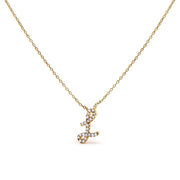 10K White Gold Diamond Accent "A" Initial Script Style Pendant Necklace