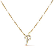 10K White Gold Diamond Accent "A" Initial Script Style Pendant Necklace