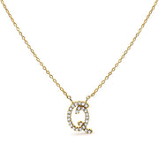 10K White Gold Diamond Accent "A" Initial Script Style Pendant Necklace