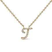 10K White Gold Diamond Accent "A" Initial Script Style Pendant Necklace