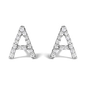 10K White Gold 1/10 Cttw Diamond Initial â€œAâ€ Stud Earring