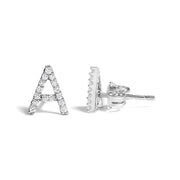 10K White Gold 1/10 Cttw Diamond Initial â€œAâ€ Stud Earring