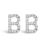 10K White Gold 1/10 Cttw Diamond Initial â€œAâ€ Stud Earring