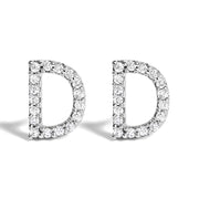 10K White Gold 1/10 Cttw Diamond Initial â€œAâ€ Stud Earring