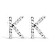 10K White Gold 1/10 Cttw Diamond Initial â€œAâ€ Stud Earring