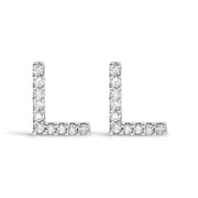 10K White Gold 1/10 Cttw Diamond Initial â€œAâ€ Stud Earring