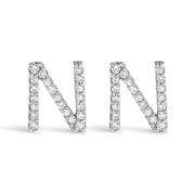 10K White Gold 1/10 Cttw Diamond Initial â€œAâ€ Stud Earring