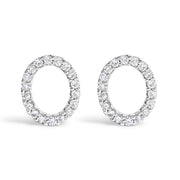 10K White Gold 1/10 Cttw Diamond Initial â€œAâ€ Stud Earring