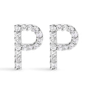 10K White Gold 1/10 Cttw Diamond Initial â€œAâ€ Stud Earring