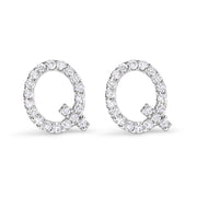 10K White Gold 1/10 Cttw Diamond Initial â€œAâ€ Stud Earring