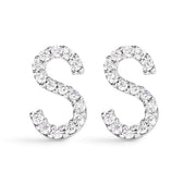 10K White Gold 1/10 Cttw Diamond Initial â€œAâ€ Stud Earring