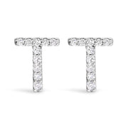 10K White Gold 1/10 Cttw Diamond Initial â€œAâ€ Stud Earring