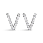 10K White Gold 1/10 Cttw Diamond Initial â€œAâ€ Stud Earring