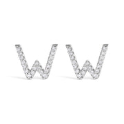 10K White Gold 1/10 Cttw Diamond Initial â€œAâ€ Stud Earring