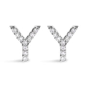 10K White Gold 1/10 Cttw Diamond Initial â€œAâ€ Stud Earring