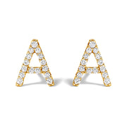 10K White Gold 1/10 Cttw Diamond Initial â€œAâ€ Stud Earring