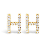 10K White Gold 1/10 Cttw Diamond Initial â€œAâ€ Stud Earring