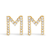 10K White Gold 1/10 Cttw Diamond Initial â€œAâ€ Stud Earring