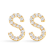 10K White Gold 1/10 Cttw Diamond Initial â€œAâ€ Stud Earring