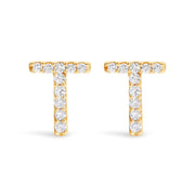 10K White Gold 1/10 Cttw Diamond Initial â€œAâ€ Stud Earring