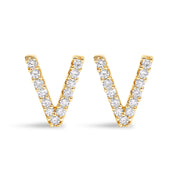 10K White Gold 1/10 Cttw Diamond Initial â€œAâ€ Stud Earring