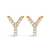 10K White Gold 1/10 Cttw Diamond Initial â€œAâ€ Stud Earring