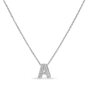 10K White Gold Diamond Accent "A" Initial Bubble Pendant Necklace