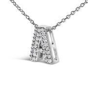 10K White Gold Diamond Accent "A" Initial Bubble Pendant Necklace