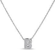 10K White Gold Diamond Accent "A" Initial Bubble Pendant Necklace