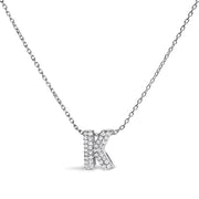 10K White Gold Diamond Accent "A" Initial Bubble Pendant Necklace