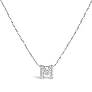 10K White Gold Diamond Accent "A" Initial Bubble Pendant Necklace