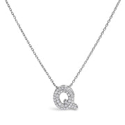10K White Gold Diamond Accent "A" Initial Bubble Pendant Necklace