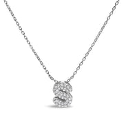 10K White Gold Diamond Accent "A" Initial Bubble Pendant Necklace