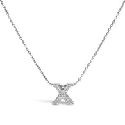 10K White Gold Diamond Accent "A" Initial Bubble Pendant Necklace