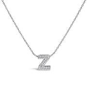 10K White Gold Diamond Accent "A" Initial Bubble Pendant Necklace