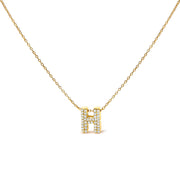 10K White Gold Diamond Accent "A" Initial Bubble Pendant Necklace