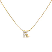 10K White Gold Diamond Accent "A" Initial Bubble Pendant Necklace