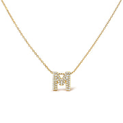 10K White Gold Diamond Accent "A" Initial Bubble Pendant Necklace