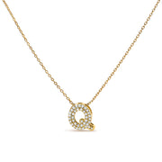 10K White Gold Diamond Accent "A" Initial Bubble Pendant Necklace
