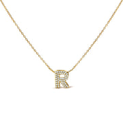 10K White Gold Diamond Accent "A" Initial Bubble Pendant Necklace
